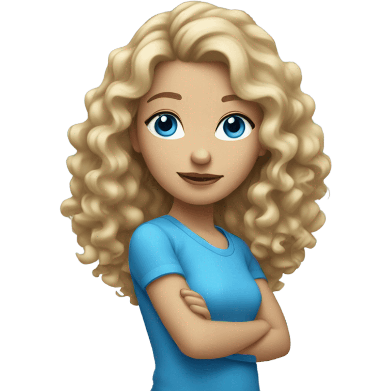 Girl with dirty blond curly hair and blue eyes fair skin emoji