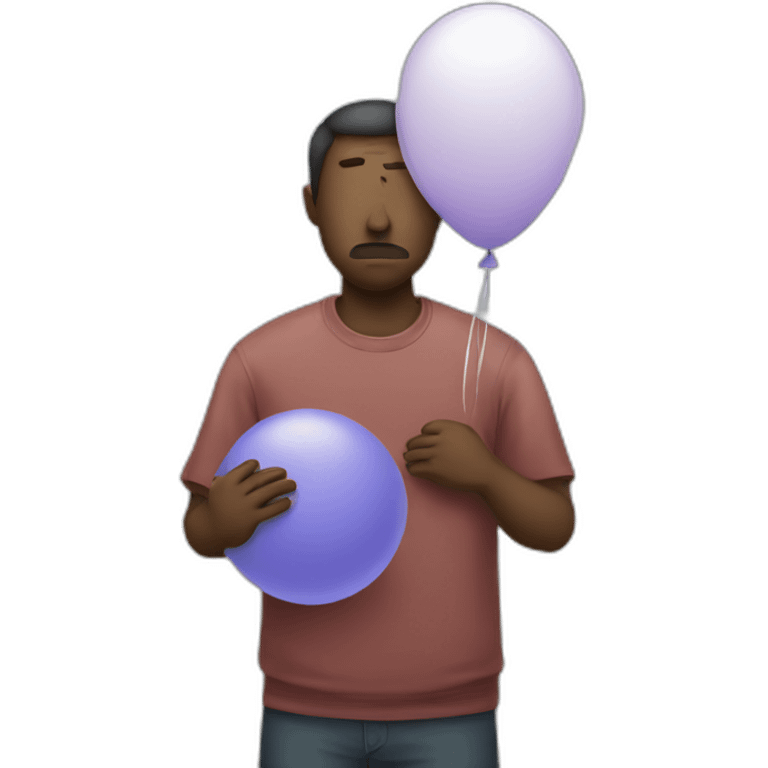 Sad man holding a balloon emoji