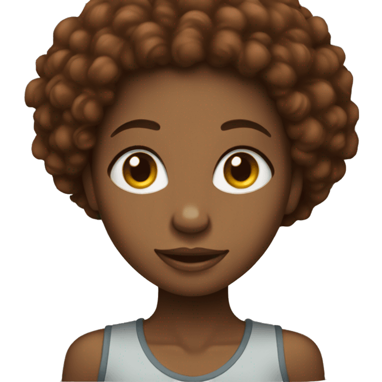 Black girl with big curly brown reddish Afro  emoji