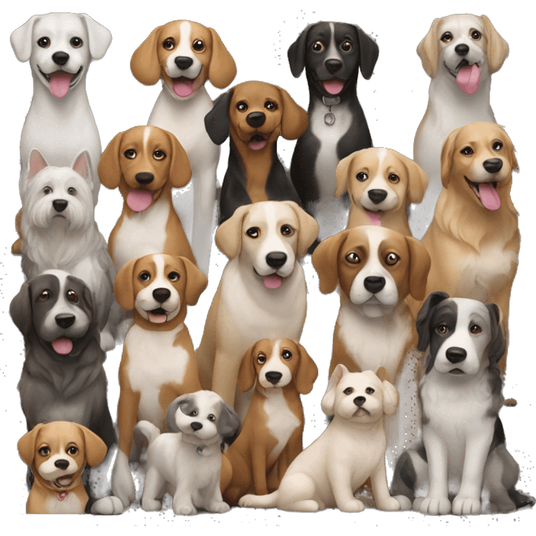 a lot of dogs posing together  emoji