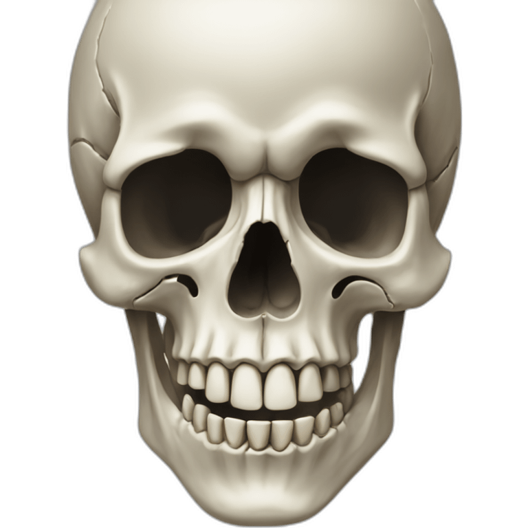 Frontal view of the skull crying emoji