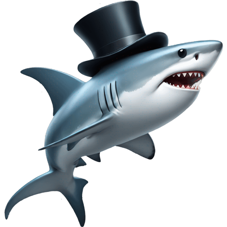 Shark with a top hat emoji