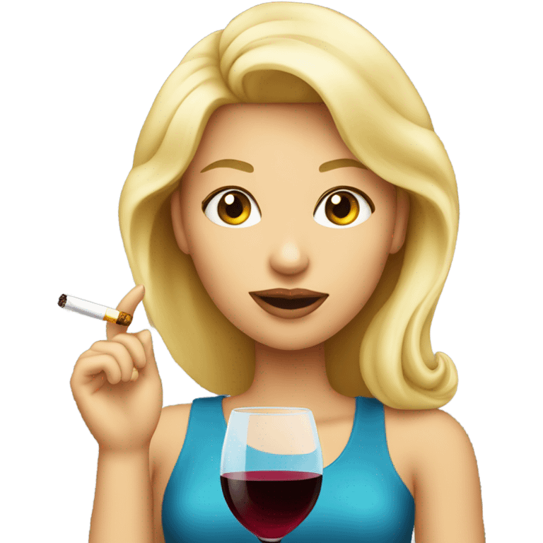 Blonde girl smoking a cigarette while holding wine  emoji