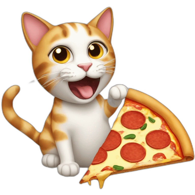 Cat eating a pizza emoji