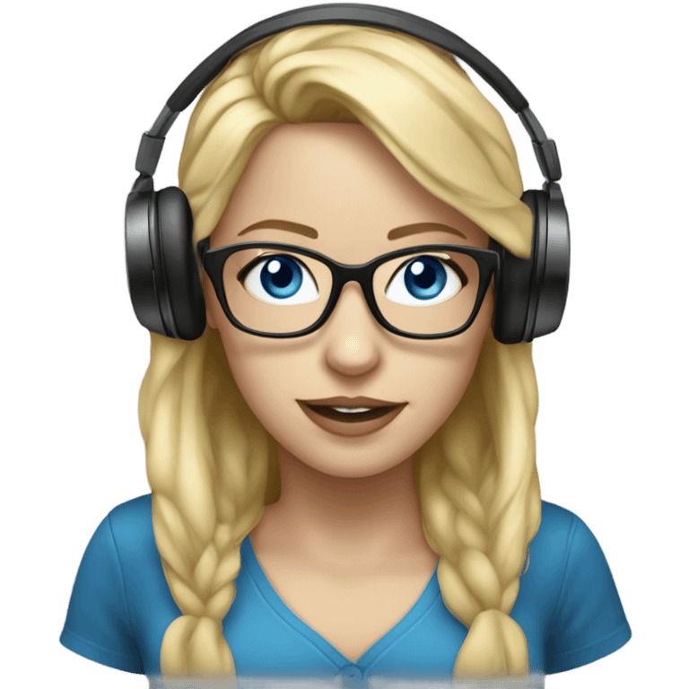 
Realistic Female dj blue eyes blonde hair wearing glasses and headset
 emoji