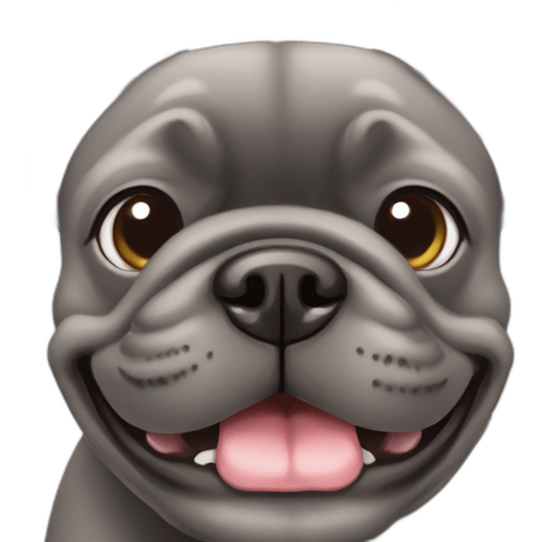 smiling dark grey french bulldog emoji