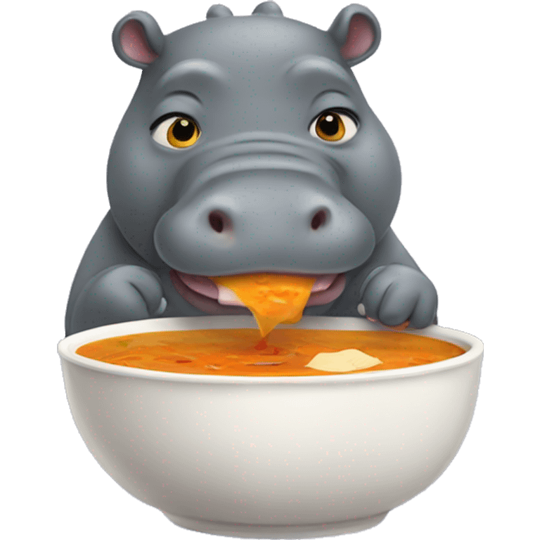 A hippo eating soup emoji