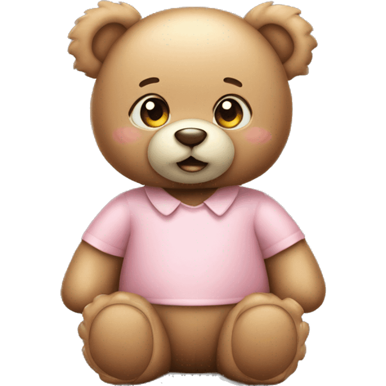 Cute female Teddy Bear Emoji with blush, kids teddy bear, 3d emoji