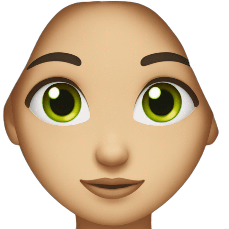 green-eyed brunette girl showing a heart with her hands emoji