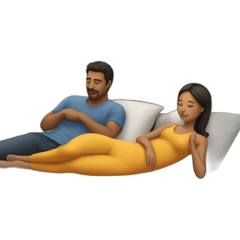 Woman laying down next to man emoji