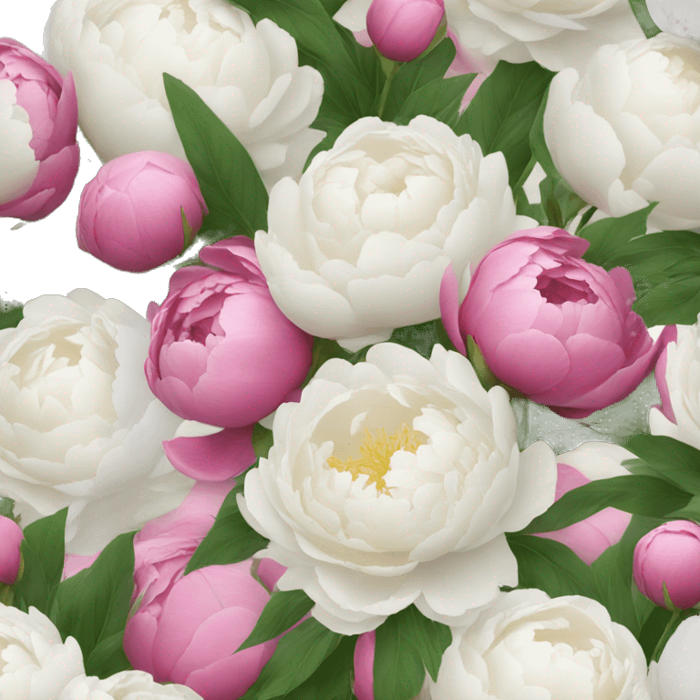 Bouquet with white and pink peonies  emoji