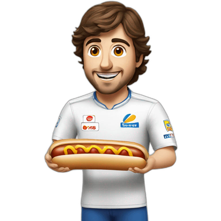 Fernando Alonso launching a hot dog emoji