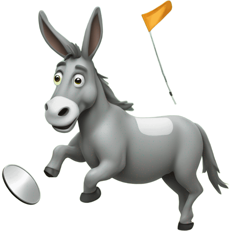 Donkey playing disc golf emoji