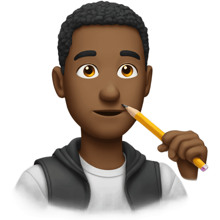 guy putting a pencil in his nostril emoji