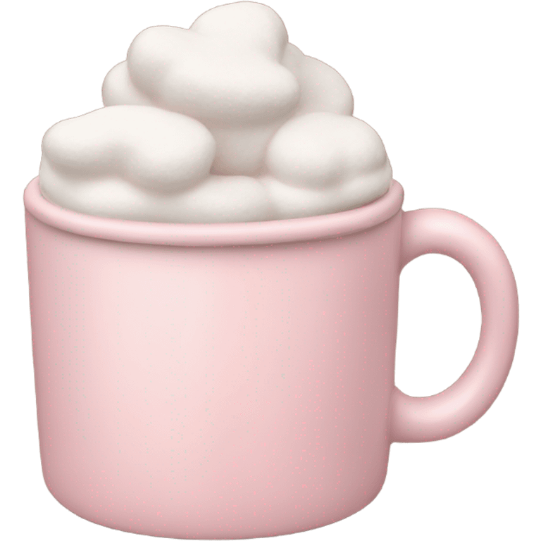 Light Pink mug of hot chocolate with marshmallows  emoji