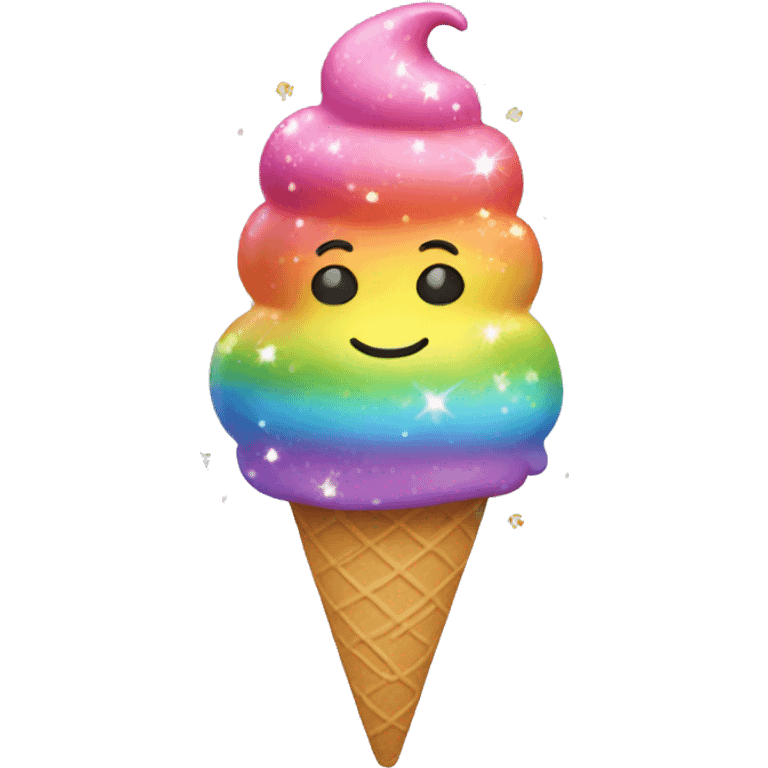 Rainbow ice cream with sparkles emoji