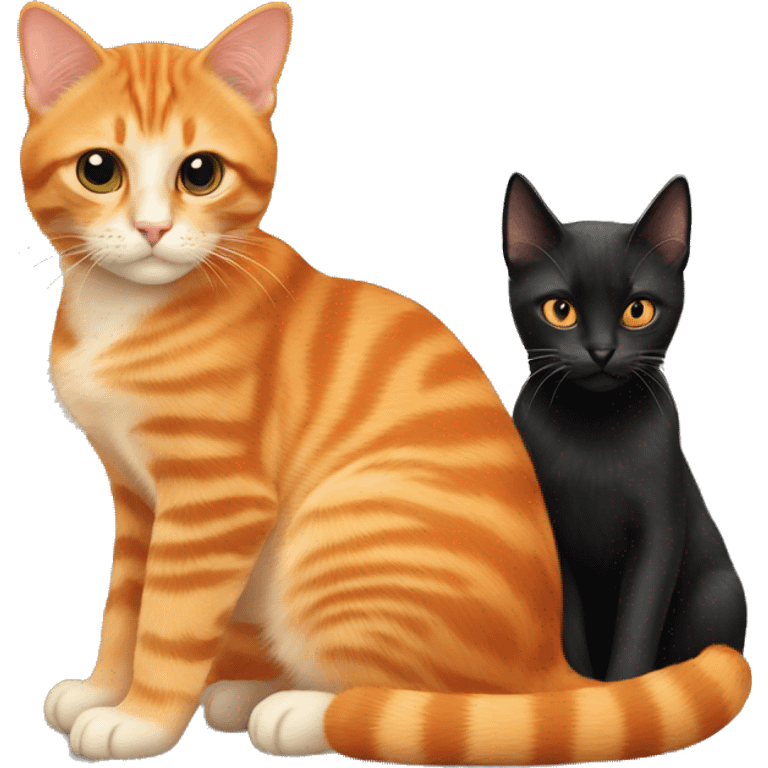 Orange cat and black kitten emoji