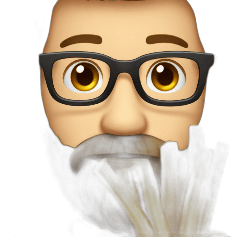 bearded man with glassed loving french fries emoji