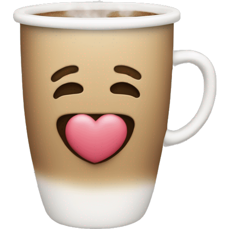 A steaming coffee cup with small hearts rising from it instead of regular steam emoji