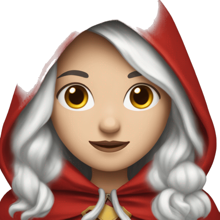 The white girl with white hair in the red cape and red hood. emoji