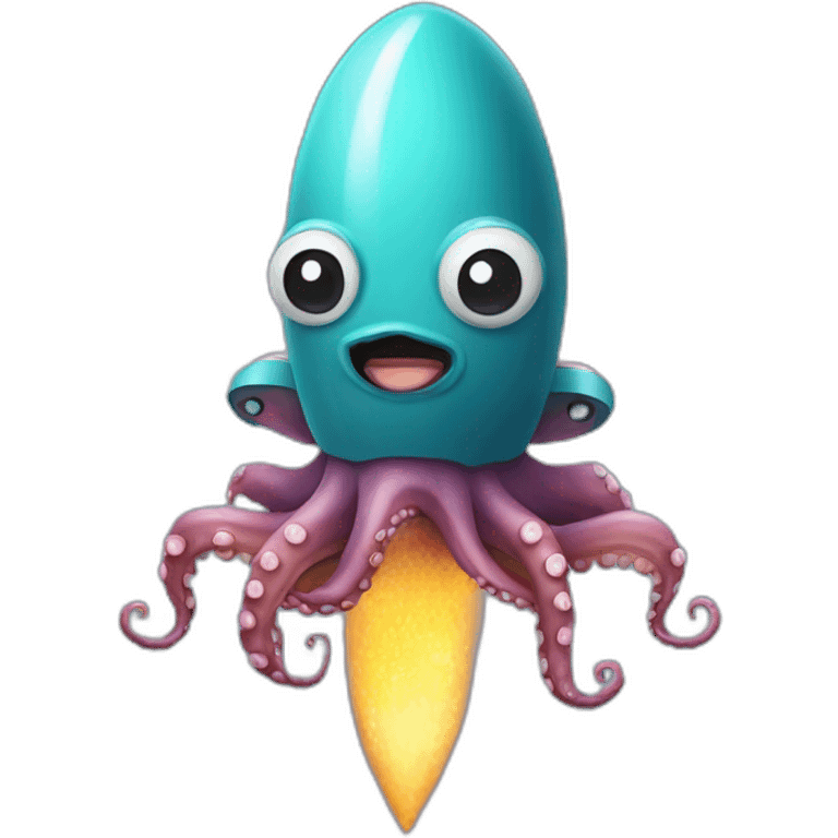 octopus sitting on a rocket emoji