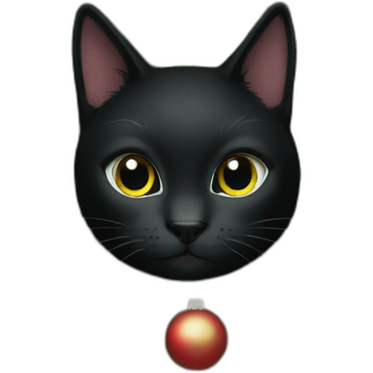 black cat on the christmas tree emoji