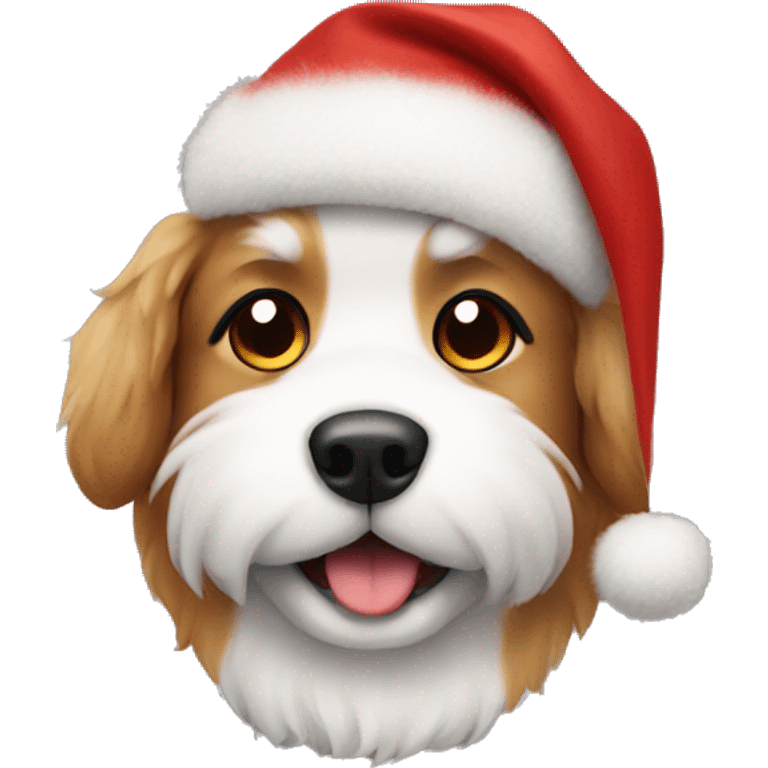 Fluffy dog with Christmas hat  emoji