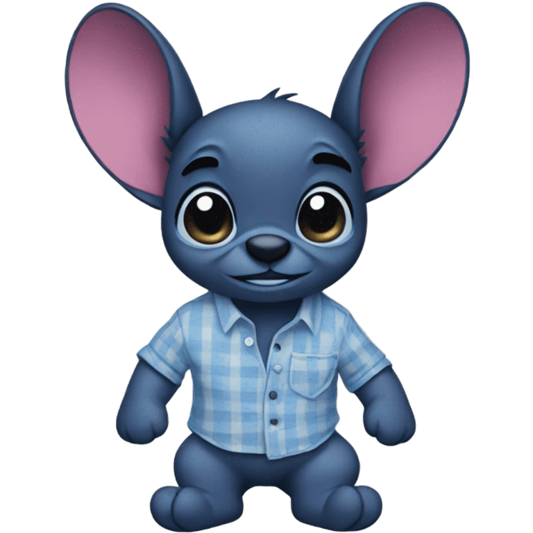 Stitch with a shirt emoji