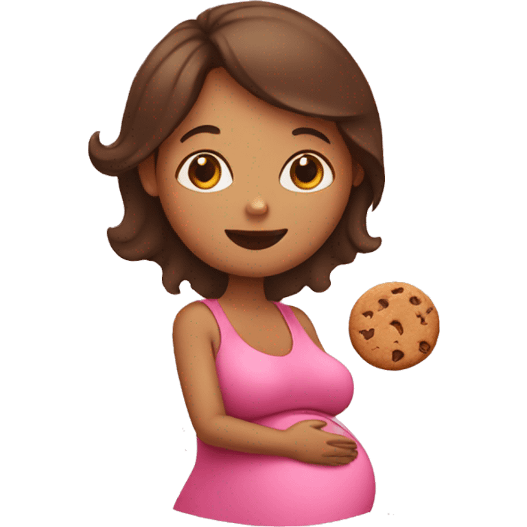 Pregnant woman with cookie emoji