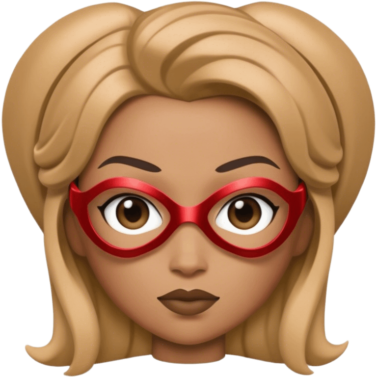 A memoji of Apple's styling with superhero woman's clothes emoji