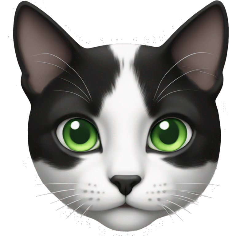 Green eyes black and white cat  emoji