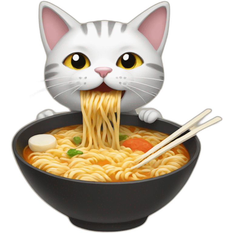 Cat eating ramen emoji