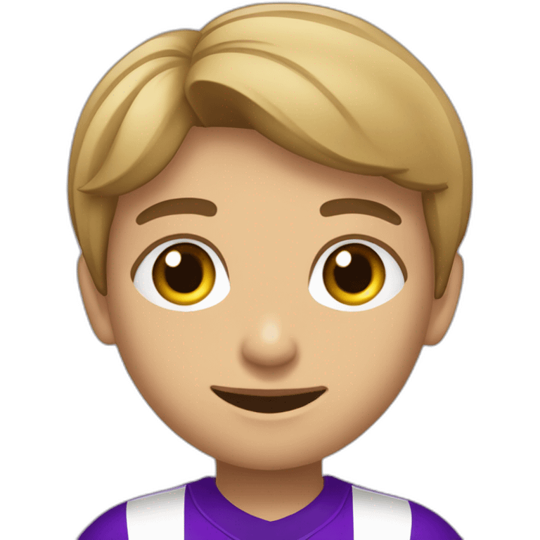 Niño Futbolista violeta con ribetes amarillos  emoji