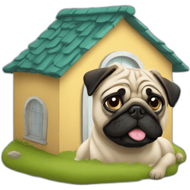 casa con perro pug emoji