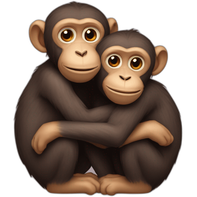 Two monkeys hugging each other emoji