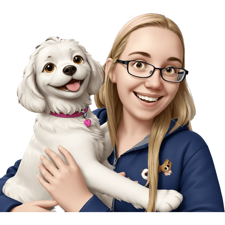 girl smiling with her dog emoji