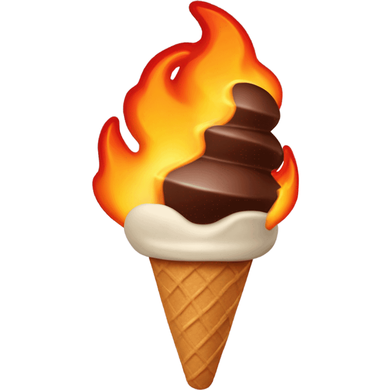 Chocolate ice cream on fire emoji