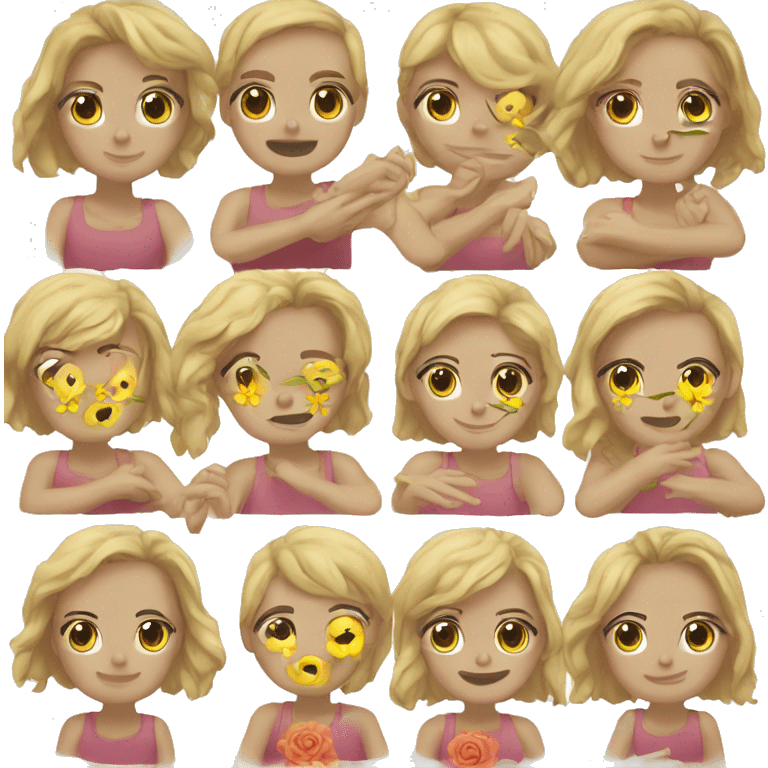 generate an emoji from petal of flower,emoji should have eyes hand legs etc emoji