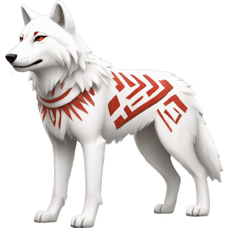 White Wolf With red Tribal Markings Full Body emoji