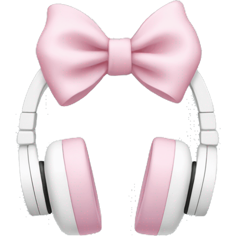 White headphones with soft pink bow emoji