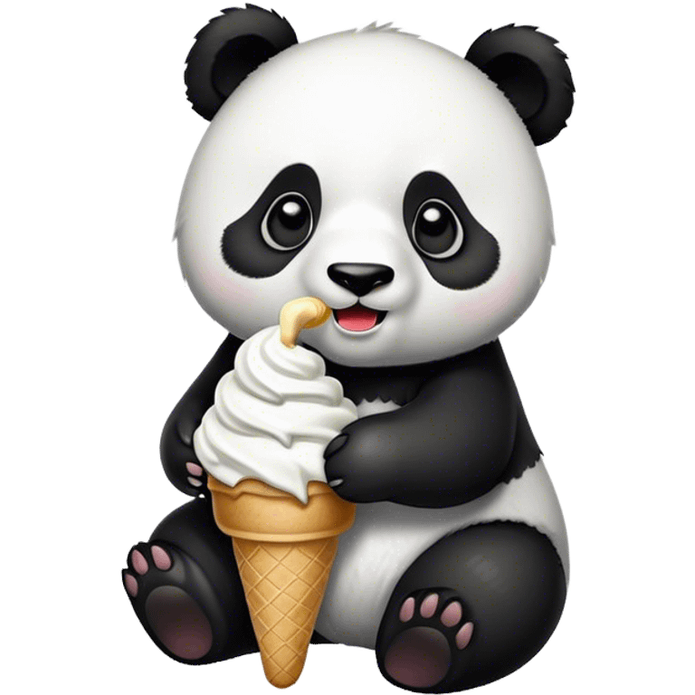 Panda eating ice cream emoji