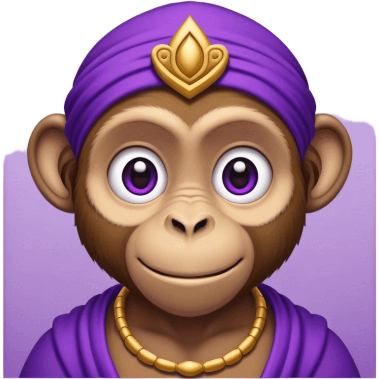 genie monkey, purple attire emoji