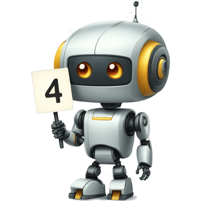 ROBOT HOLDING A SIGN WRITTEN NUMBER FOUR emoji