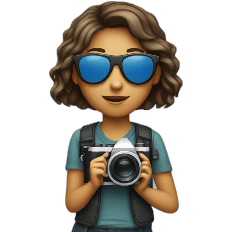 Girl with sunglasses and camera emoji