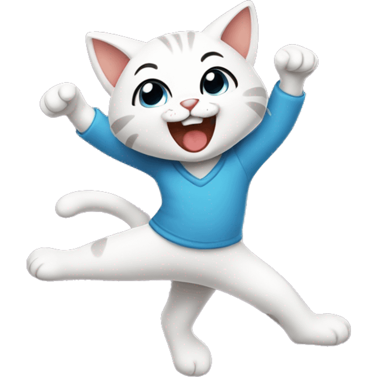 cute dancing cat in cartoon version emoji