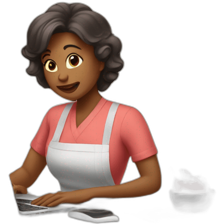 house wife doing work from home online emoji