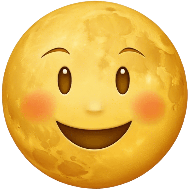 YELLOW MOON with cartoon emoji smiling face emoji