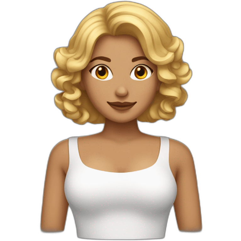 Mujer blanca con pelo corto castaño y pendientes grandes emoji