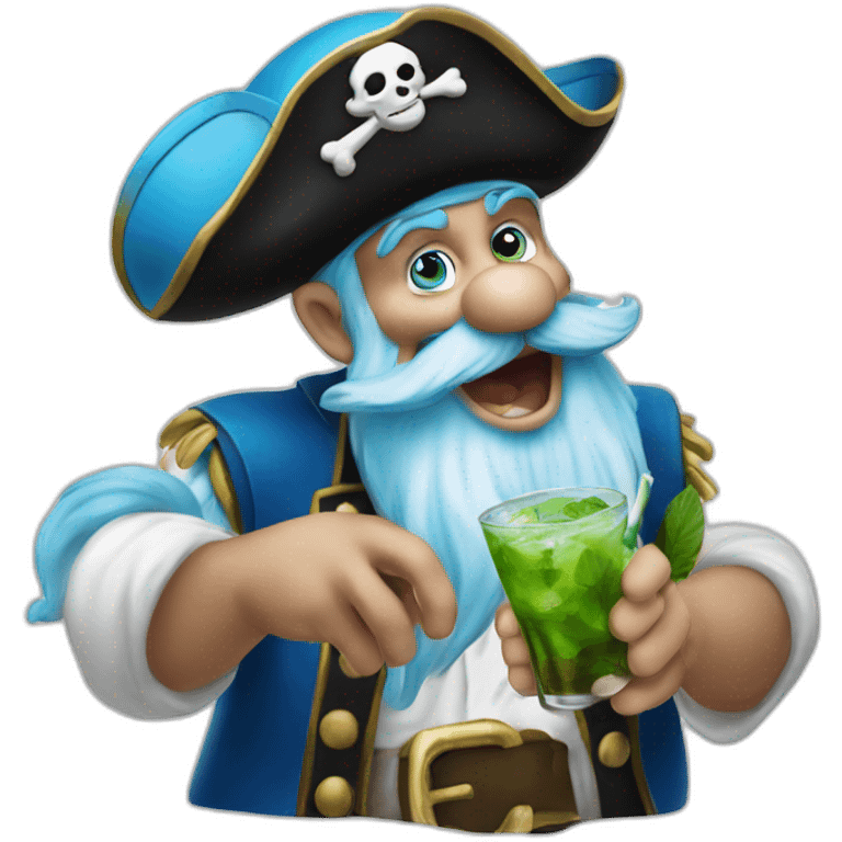 pirate Papa Smurf drinking mojito emoji