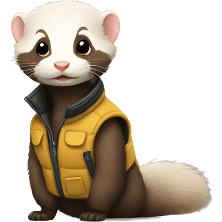 Ferret with sleeveless jacket with his first name Pascal written on it emoji